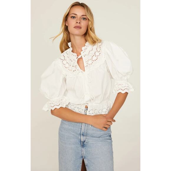 Sea New York Tops - Sea New York Georgina Eyelet White Cotton Top